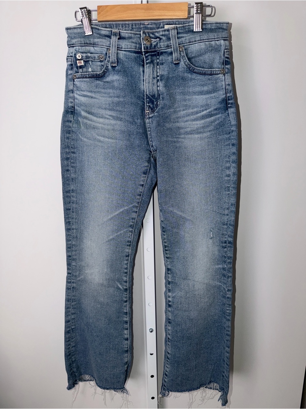 Ag Adriano Goldschmied Light Wash Cropped Straight Jeans